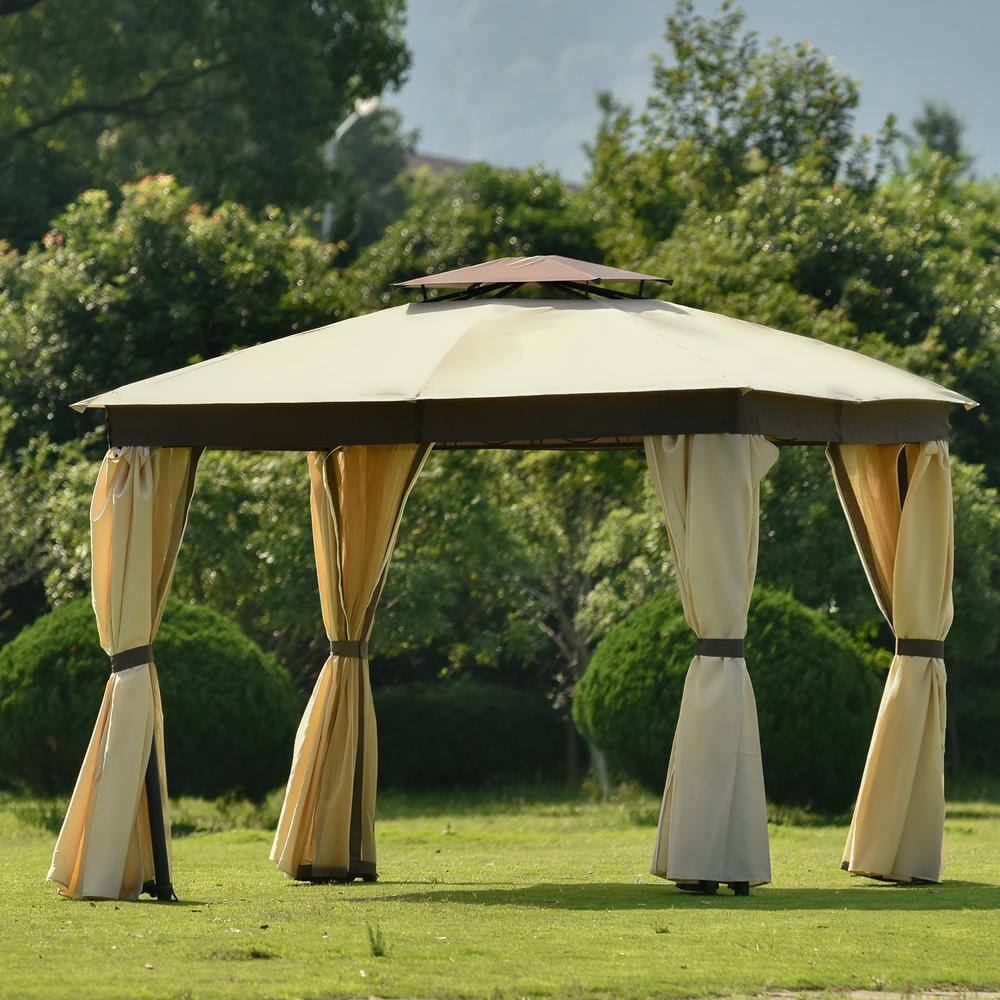 None 10 ft. x 10 ft. Khaki Outdoor Patio Gazebo Tent