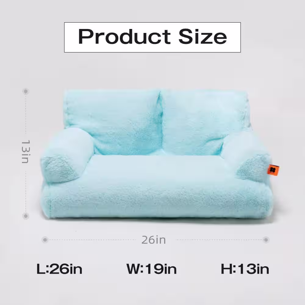 None 26 in. L x 14.56 in. W x 13 in. D Small Blue Pet Couch Bed Washable Cat Beds Dogs Cats up to 25 lbs. Durable Dog Beds