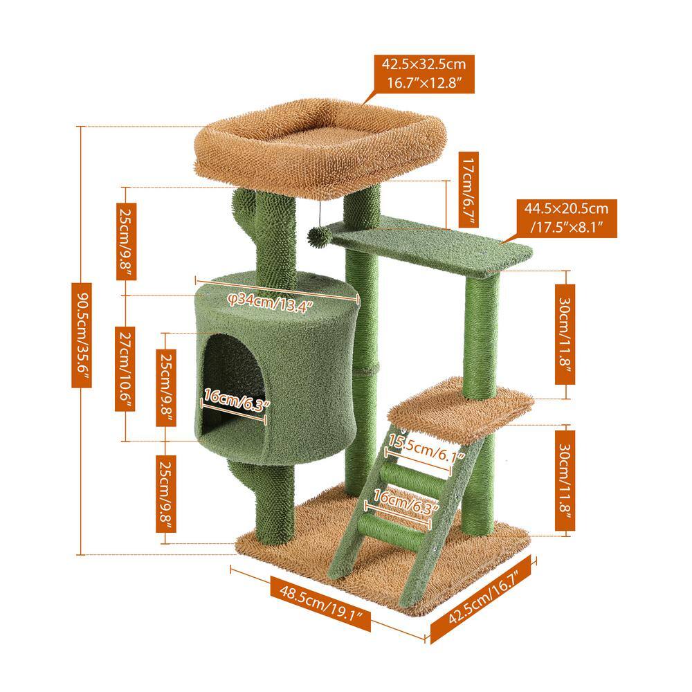 None Desert Cactus Cat Tree Ladder Multi Levels Condo