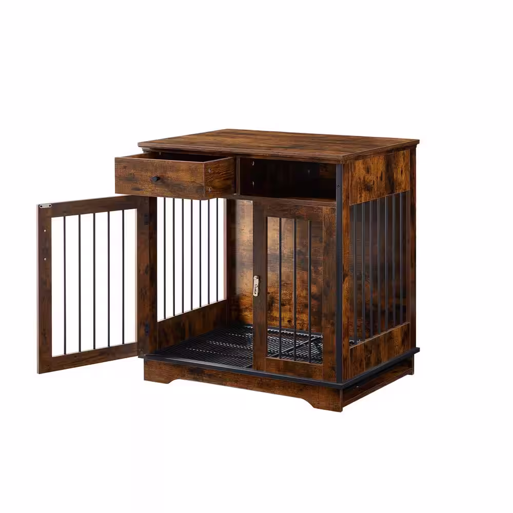 Tatayosi 32.28 in. W x 22.83 in. D x 33.46 in. H Indoor Pet Crate End Tables, Decorative Wooden Kennels with Removable Trays