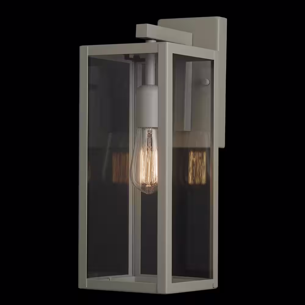 Globe Electric Bowery Matte Gray Farmhouse Indoor/Outdoor 1-Light Wall Sconce with Clear Glass Shade