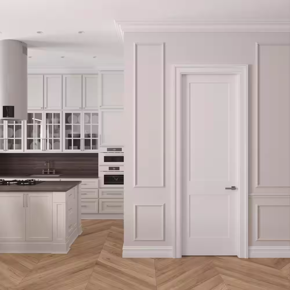 None 18 in. x 96 in. Right-Handed Solid Core Primed White Composite Single Prehung Interior Door Antique Nickel Hinges