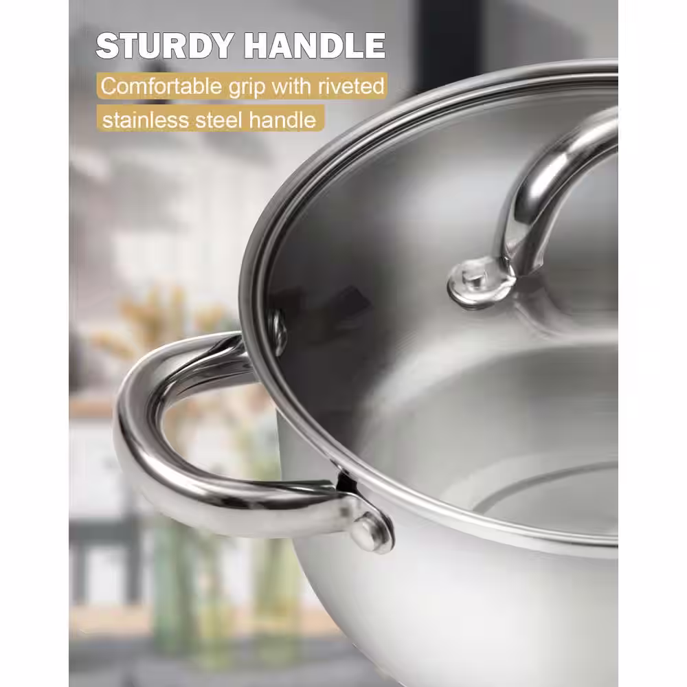 Cook N Home 12-Piece Silver Cookware Set in Stainless Steel