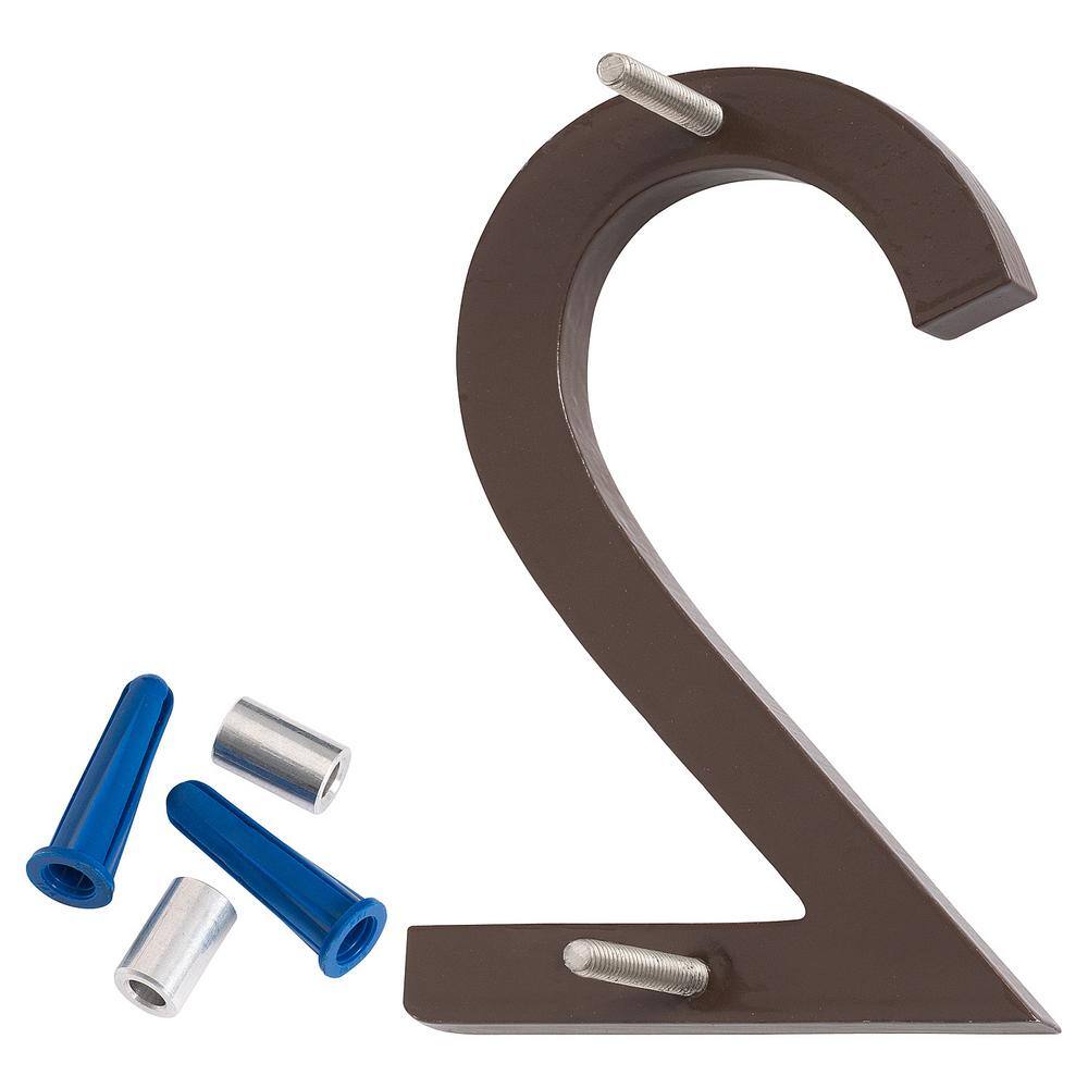 Montague Metal Products 4 in. Roman Bronze Aluminum Floating or Flat Modern House Number 2
