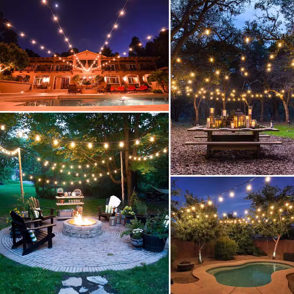 JONATHAN Y 10-Light Indoor/Outdoor 10 ft. Plug-in Mini Bulb Shape Rustic Industrial C7 Bulb String Lights, Black
