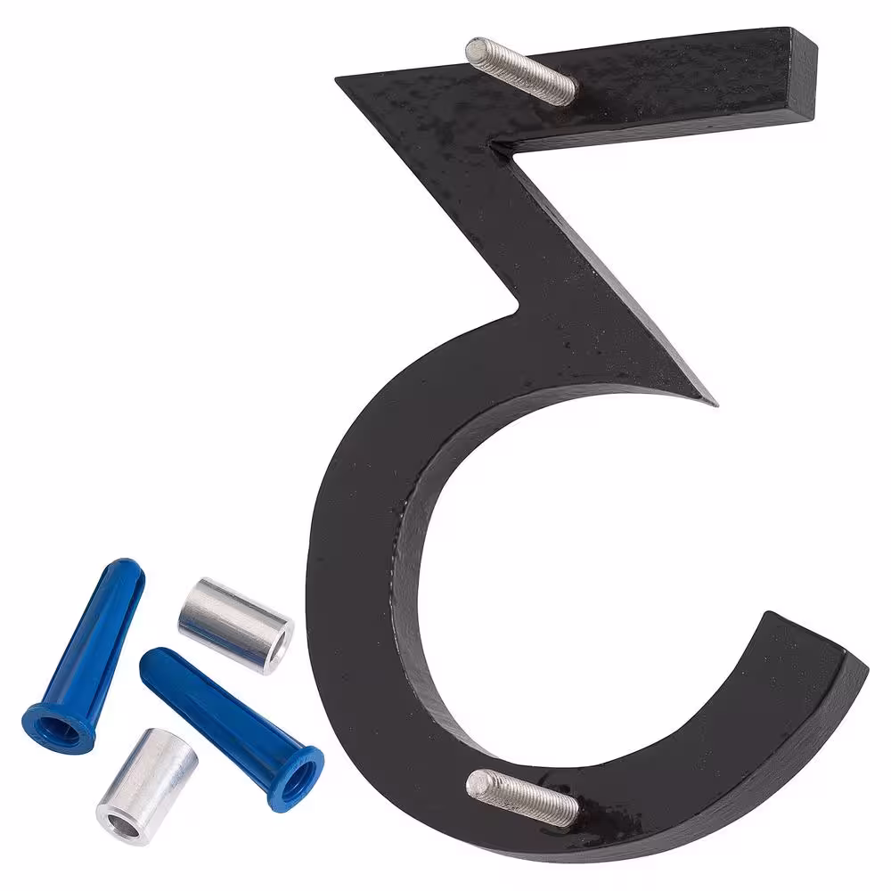 Montague Metal Products 8 in. Black Aluminum Floating or Flat Modern House Number 3