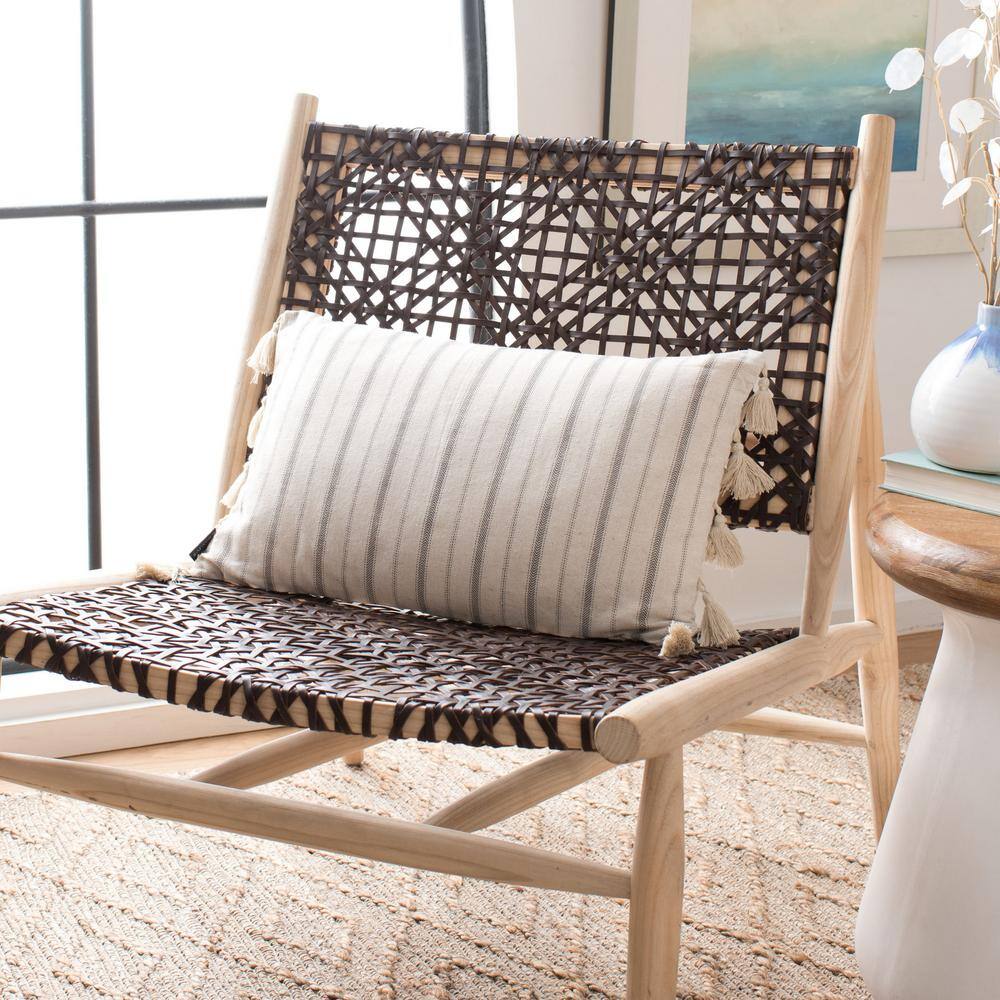 SAFAVIEH Marcen Gray/White 12 in. X 20 in. Throw Pillow