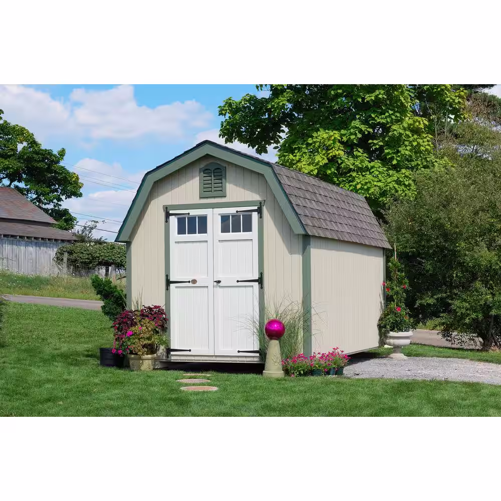 LITTLE COTTAGE CO. Colonial Greenfield 8 ft. x 12 ft. Wood Storage Building DIY Kit with 4 ft. Sidewalls with Floor