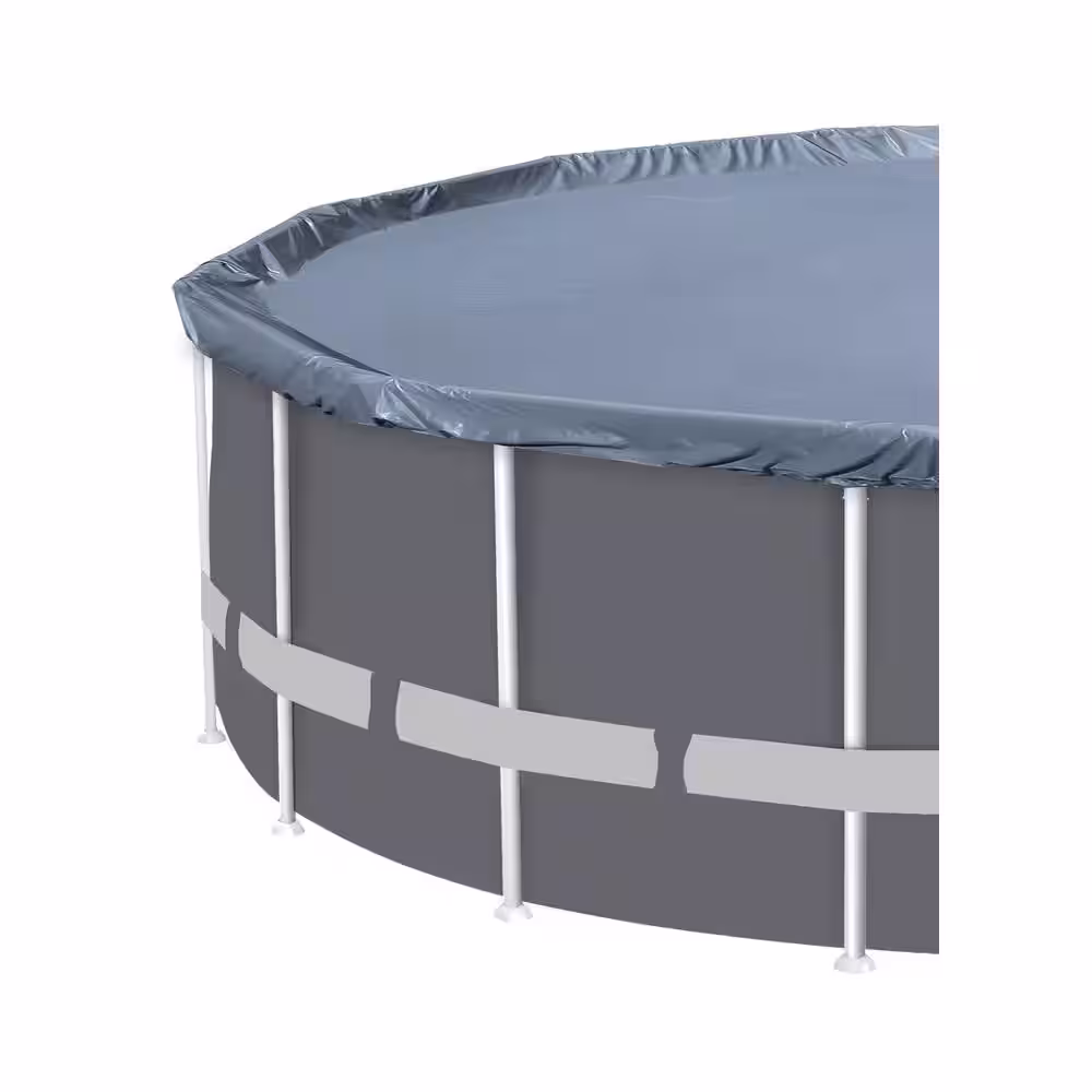 Sunneday Blue 15 ft. round x 48 in. D Bay Grey Soft-Sided/White Tubing