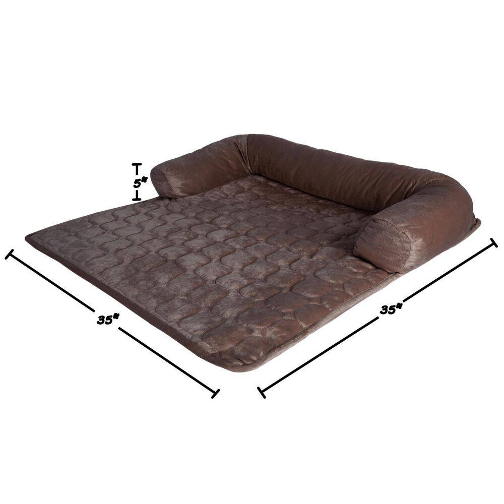 Petmaker Couch Cover for Dogs â?35 x 35 Pet Furniture Protector with Memory Foam Bolster, Quilted, Non-Slip Water-Resistant-Brown