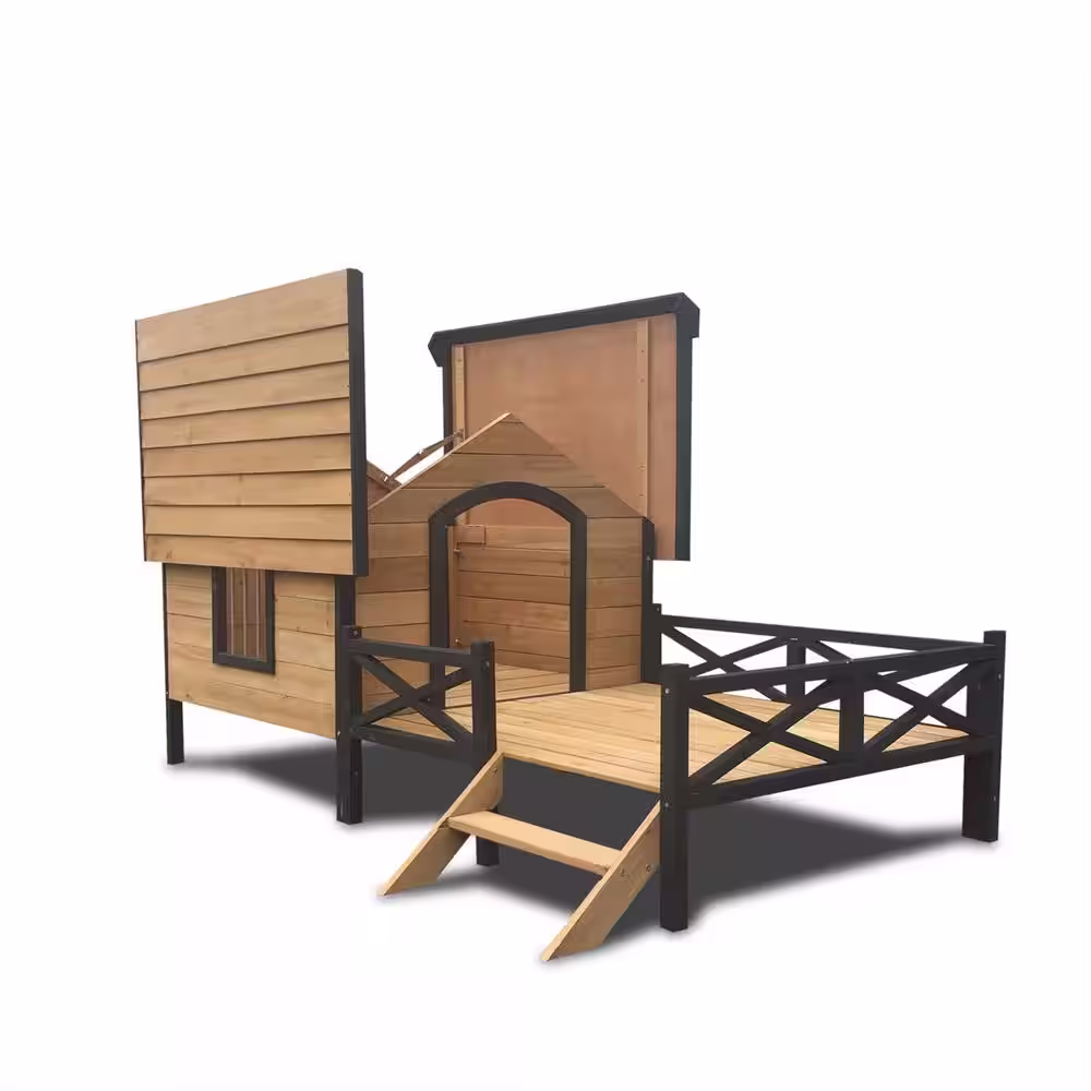 None Outdoor Large Wooden Cabin Dog House with Quality Fir Wood Construction