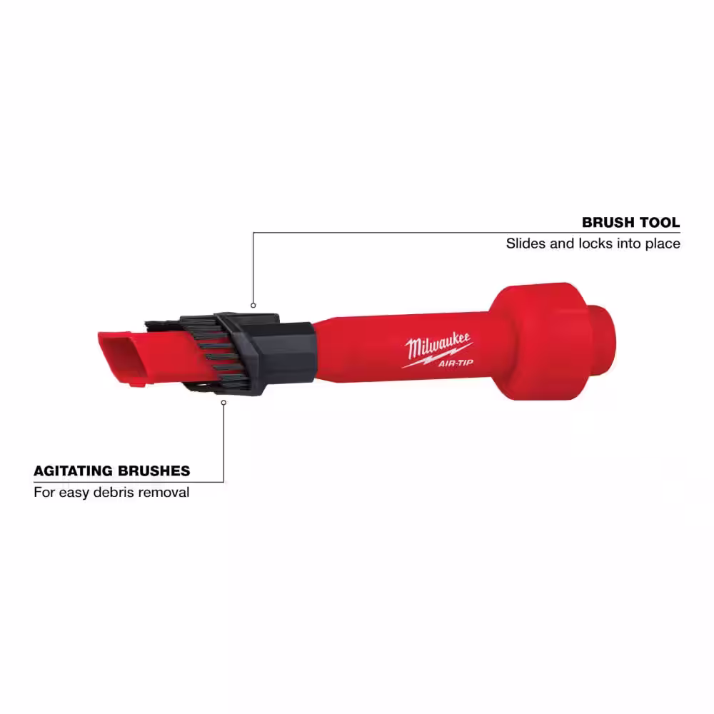 Milwaukee AIR-TIP 1-1/4 in. - 2-1/2 in. 2-IN-1 Utility Brush Tool Wet/Dry Shop Vacuum Attachment (1-Piece)