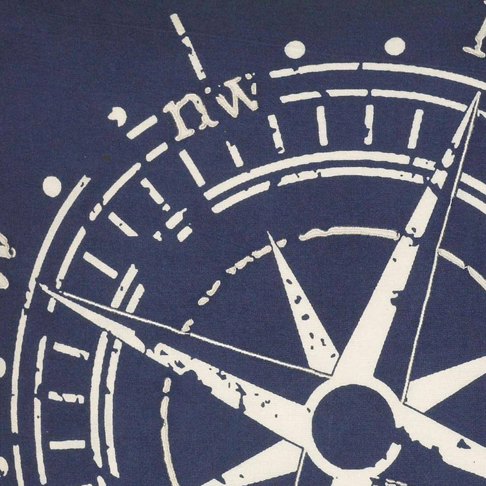 None Navy/Beige Compass Designed Cotton Poly Filled 18 in. X 18 in. Decorative Throw Pillow