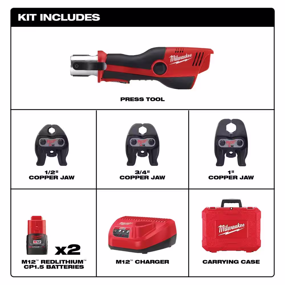 Milwaukee M12 12-Volt Lithium-Ion Force Logic Cordless Press Tool Kit and M12 Fuel Oscillating Multi-Tool (3-Jaws Included)