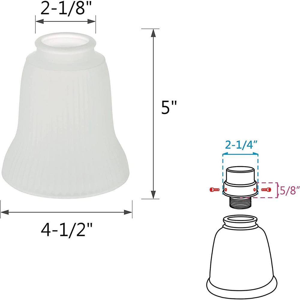 None 2-1/8 in. Fitter x Dia 4-1/2 in. x 5 in. H, 4PK - Lighting Accessory - Replacement Glass - Frosted