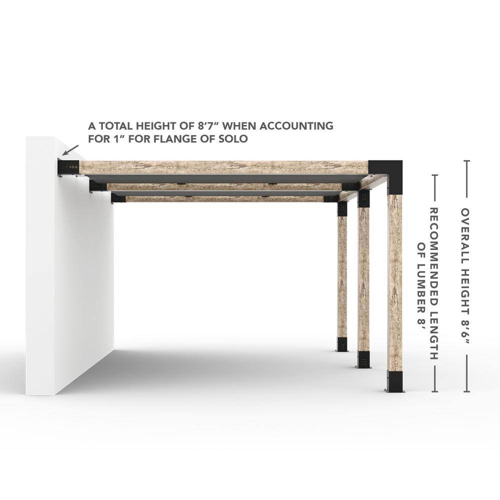 TOJA GRID 12 ft. L x 22 ft. W Double Wall Mount Pergola Kit with 2 White Shade Sails, 6x6 Wood