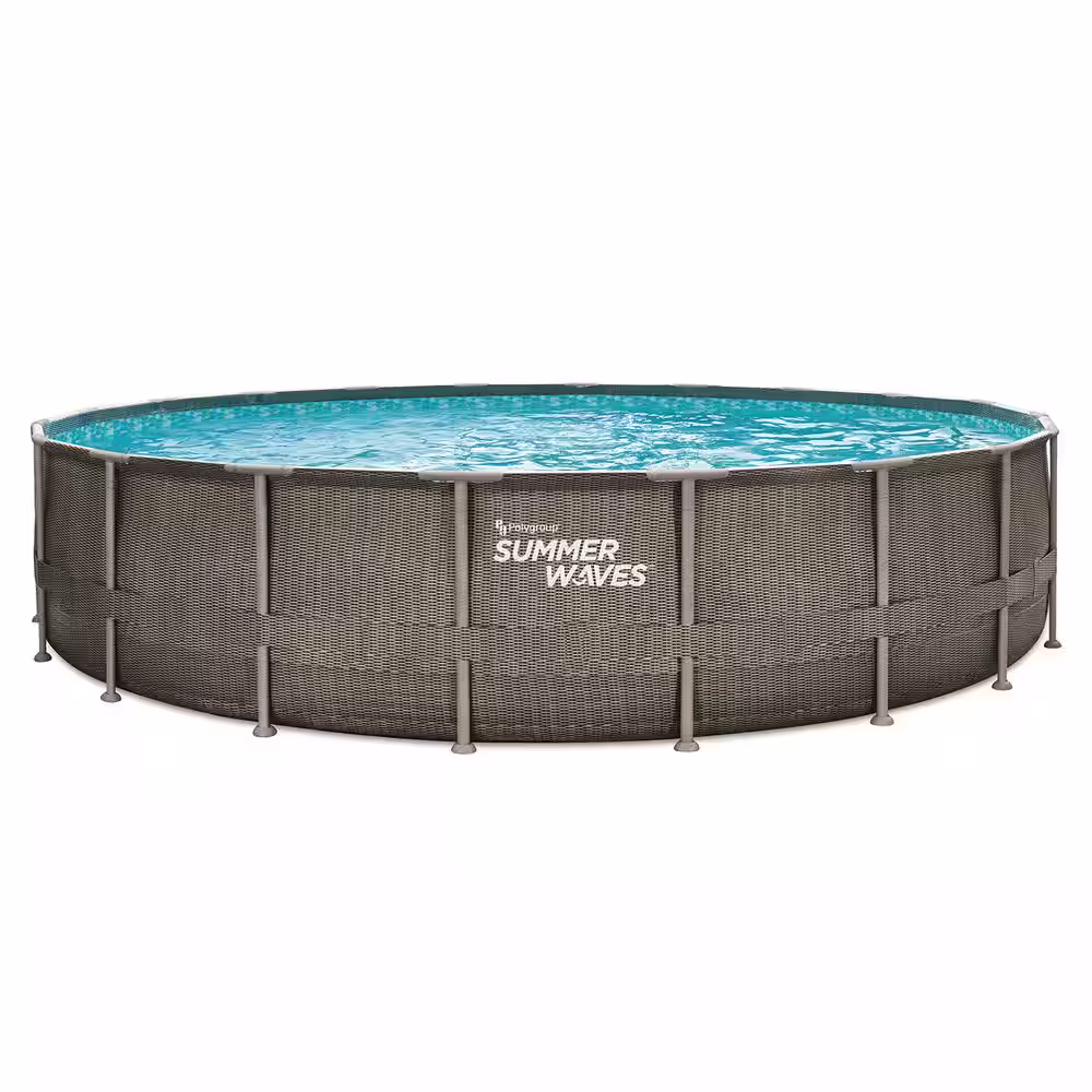 Summer Waves Elite Dark Basketweave 20 ft. Round 48 in. Deep Metal Frame Pool