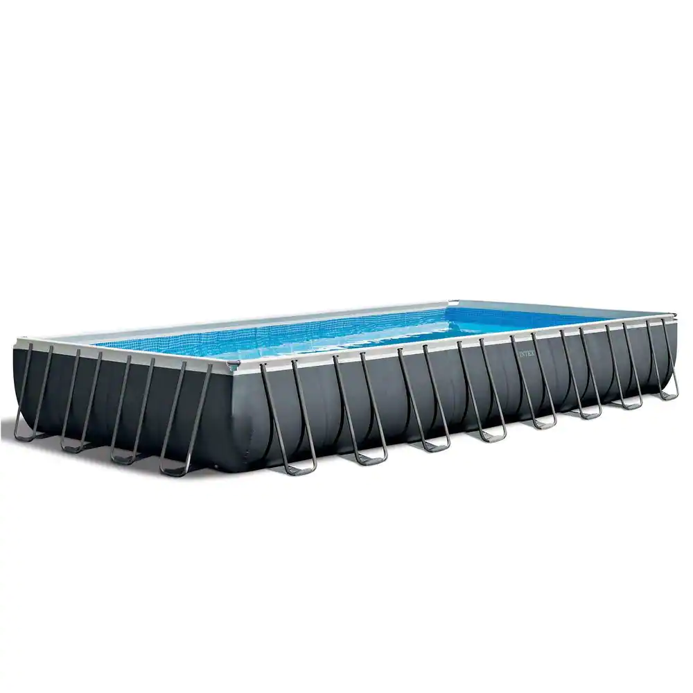 INTEX 24 ft. x 12 ft. Rectangular 52 in. D Metal Frame Hard Side Above Ground Swimming Pool