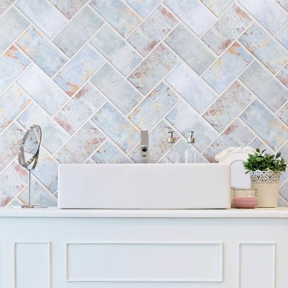 Merola Tile Biarritz Blue 3 in. x 6 in. Ceramic Wall Tile (5.72 sq. ft./Case)