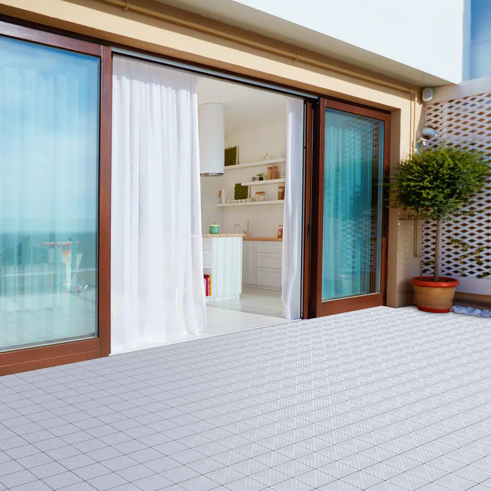 Pure Garden 11.5 in. x 11.5 in. Outdoor Interlocking Polypropylene Patio and Deck Tile Flooring in Grey (Set of 6)