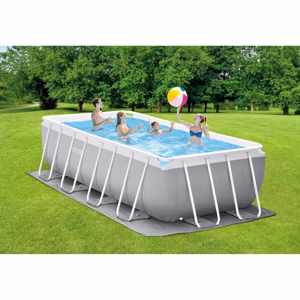 Intex 16 ft. x 8 ft. x 42 in. D Rectangular Metal Frame Above Ground Pool