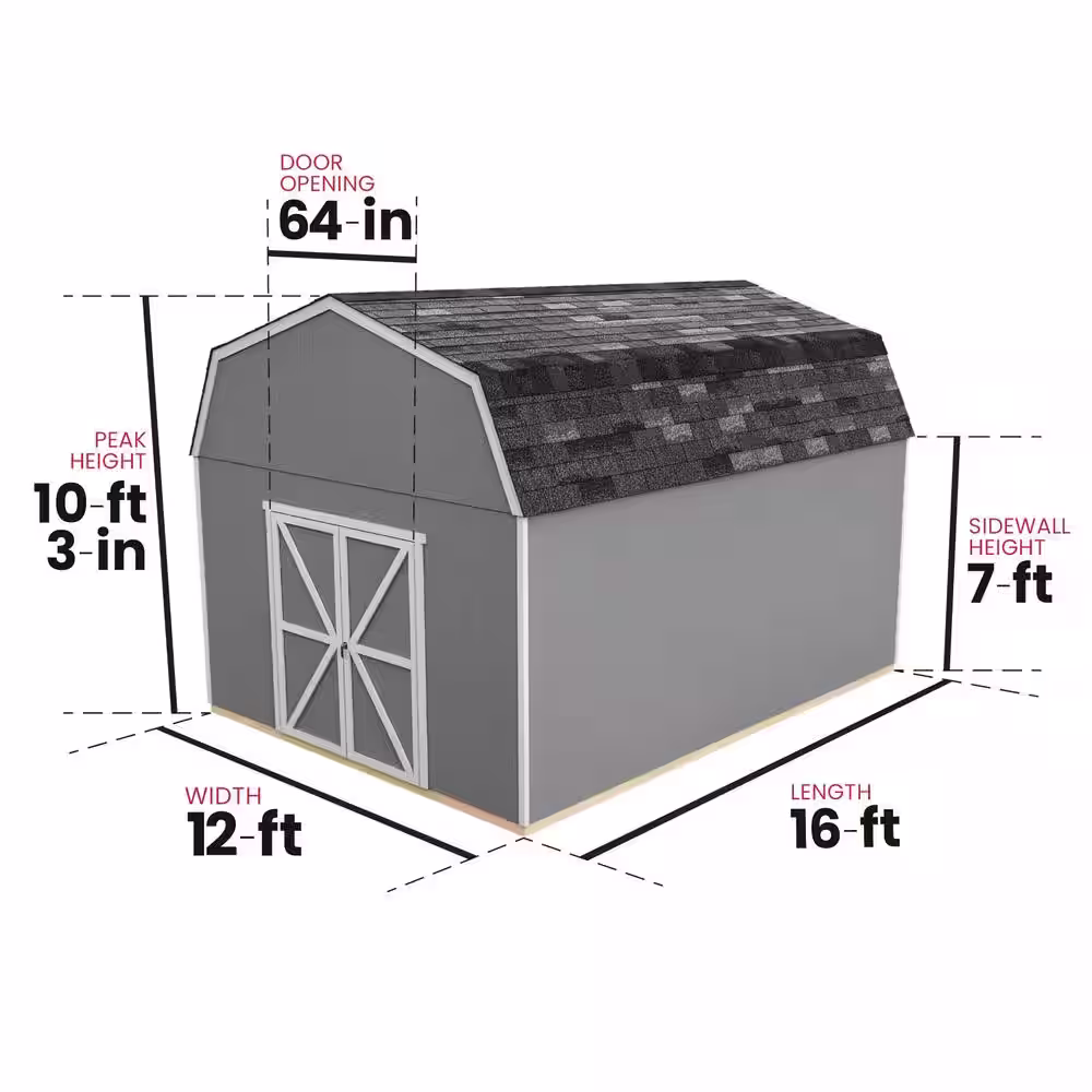 Handy Home Products Do-it Yourself Hudson 12 ft. x 16 ft. Outdoor Wood Storage Shed with Smartside and Floor system Included (192 sq. ft.)