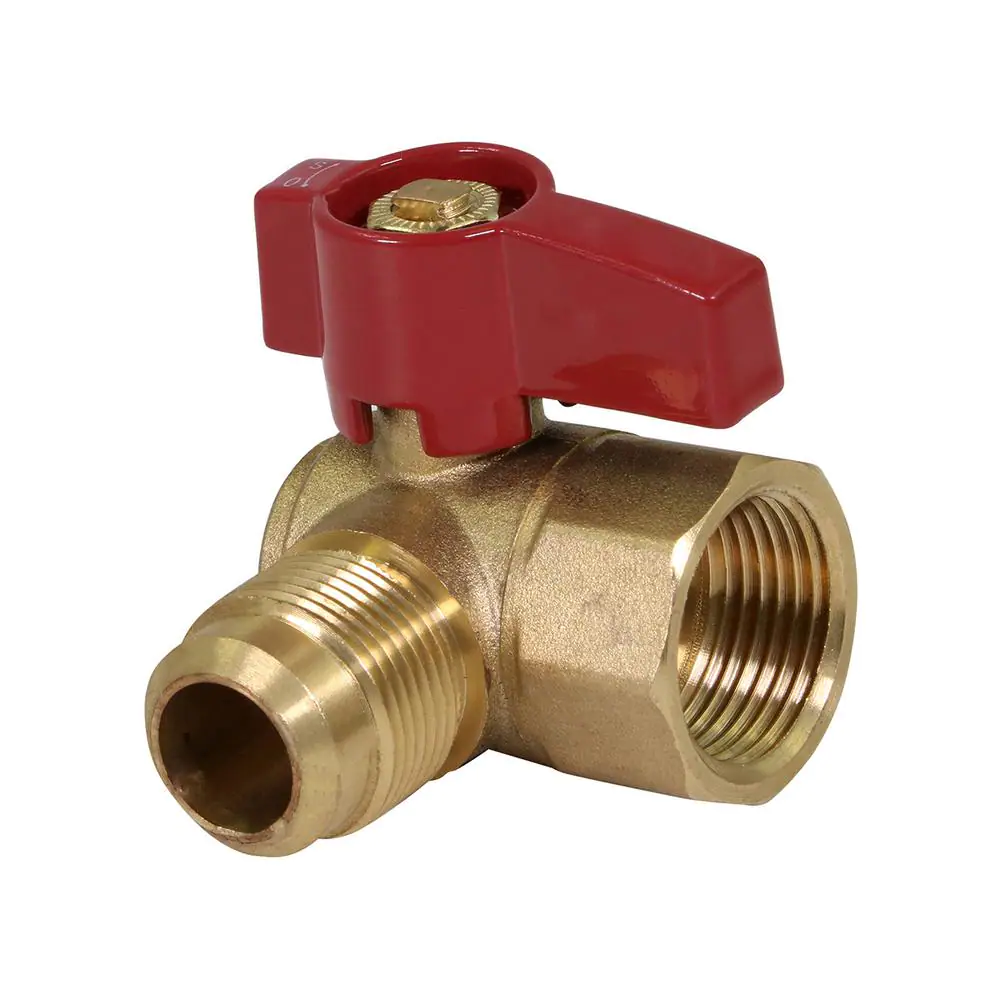 The Plumber's Choice 1/2 in. Flare x 1/2 in. Brass FIP Angle Gas Ball Valve