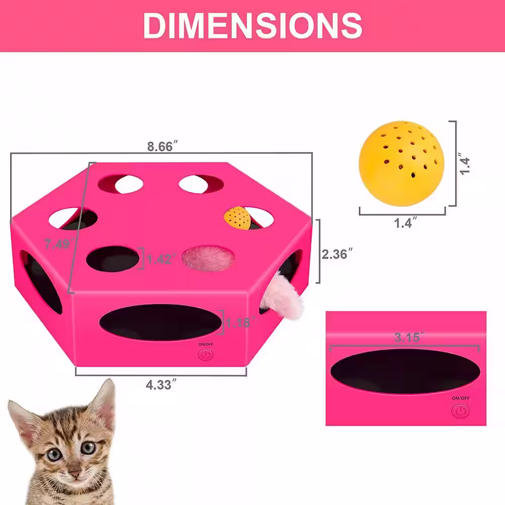None Electrical Cat Exercise Teaser Toy with Plush Tail and Ball Contains Bells