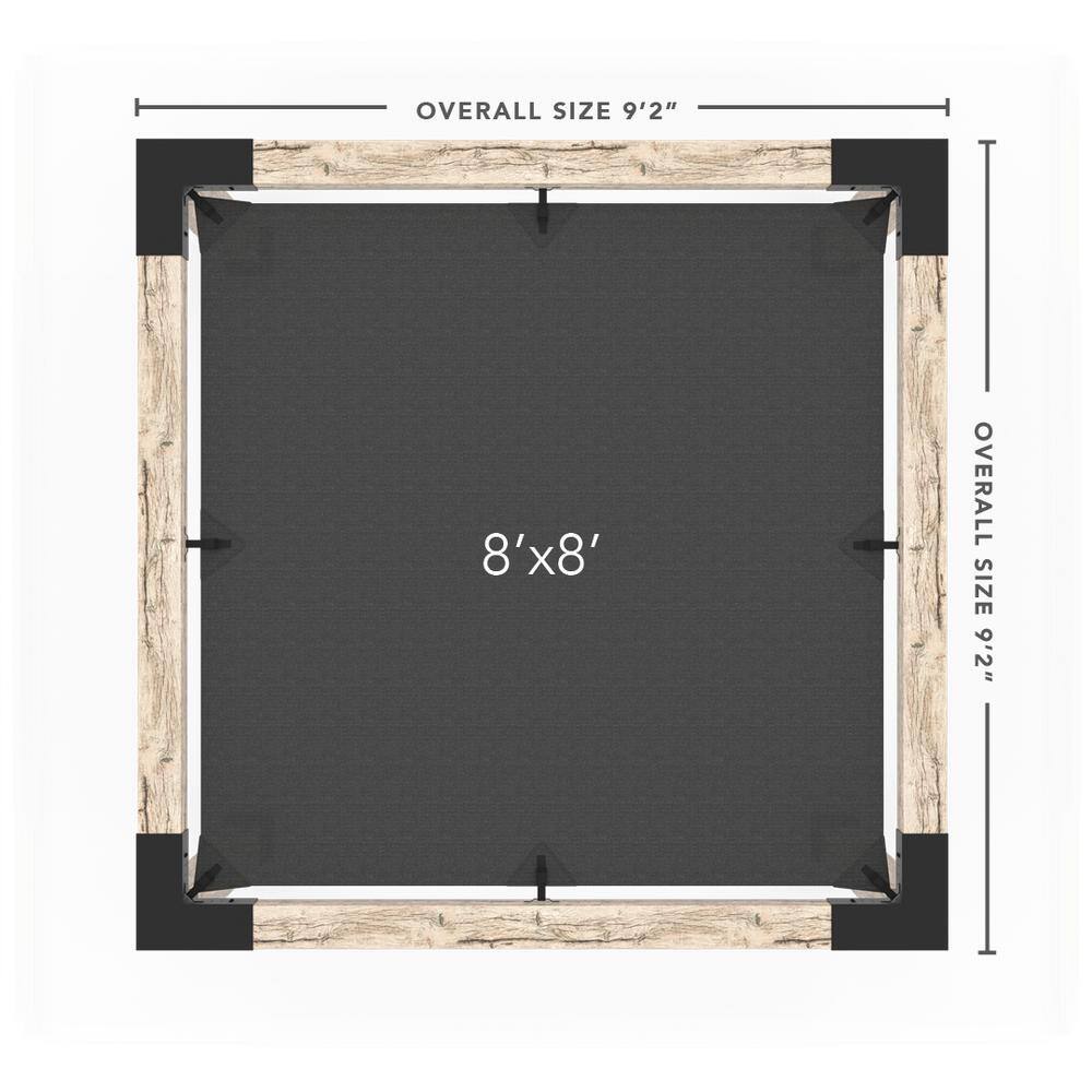 TOJA GRID 8 ft. L x 8 ft. W Pergola Kit with White Shade Sail, 6x6 Wood