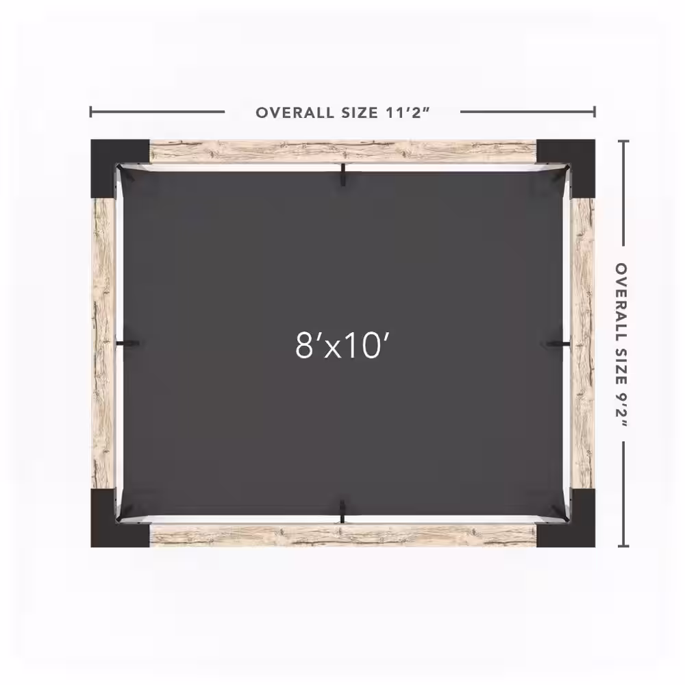 TOJA GRID 8 ft. L x 10 ft. W Pergola Kit with Crimson Shade Sail, 6x6 Wood
