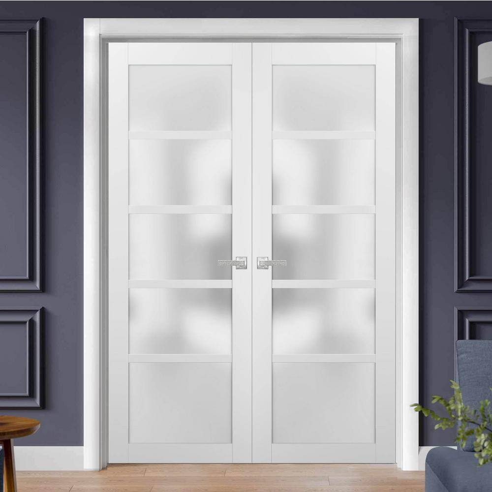 Sartodoors 64 in. x 96 in. Single Panel White Finished Pine Wood Interior Door Slab with Hardware