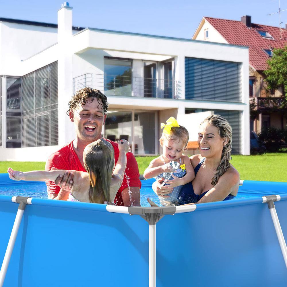 Alpulon 10 ft. x 6.7 ft. x 30 in. Rectangular Metal Frame Pool Above Ground Swimming Pool