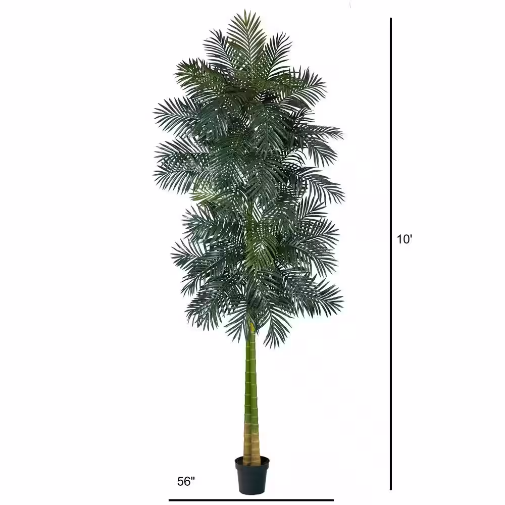 Nearly Natural 10 ft. Double Stalk Golden Cane Artificial Palm Tree