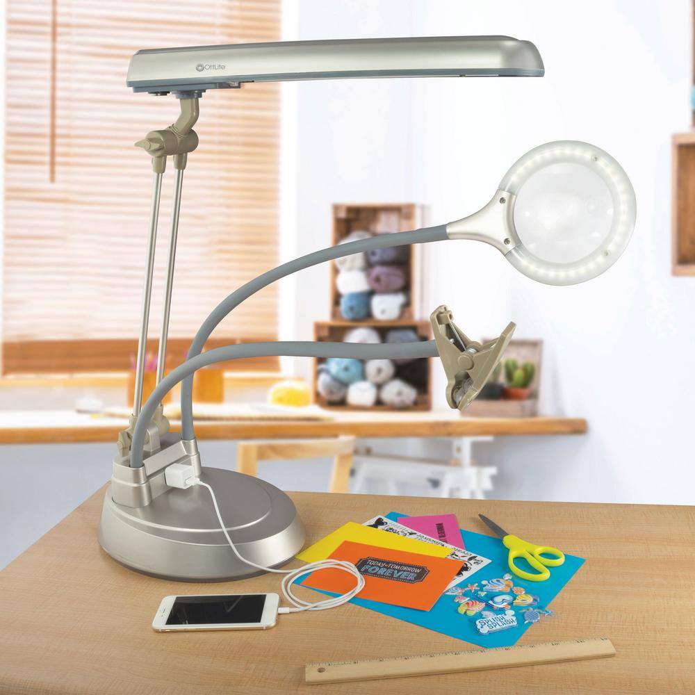 OttLite 60 in. Silver 24-Watt Ultimate 3- in-1 Craft Lamp