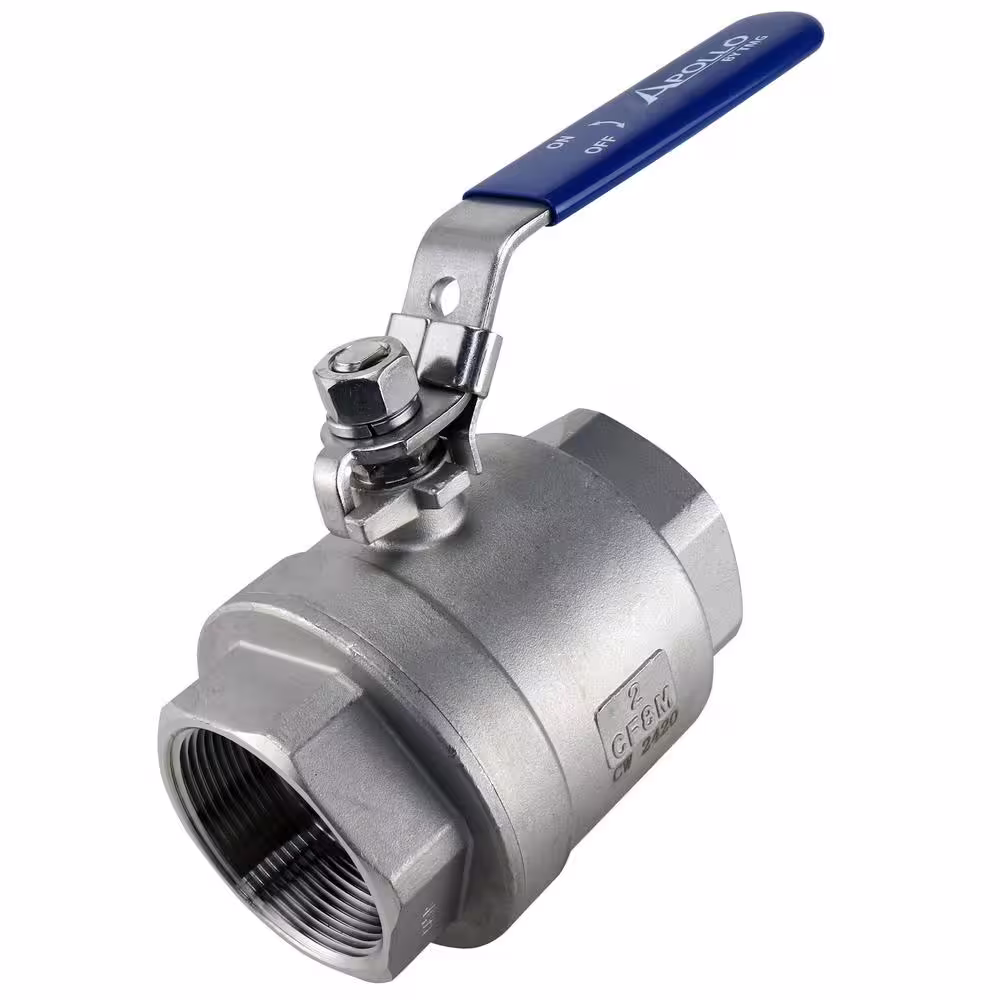 Apollo 2 in. x 4-3/4 in. Stainless Steel FNPT x FNPT Full-Port Ball Valve with Latch Lock Lever