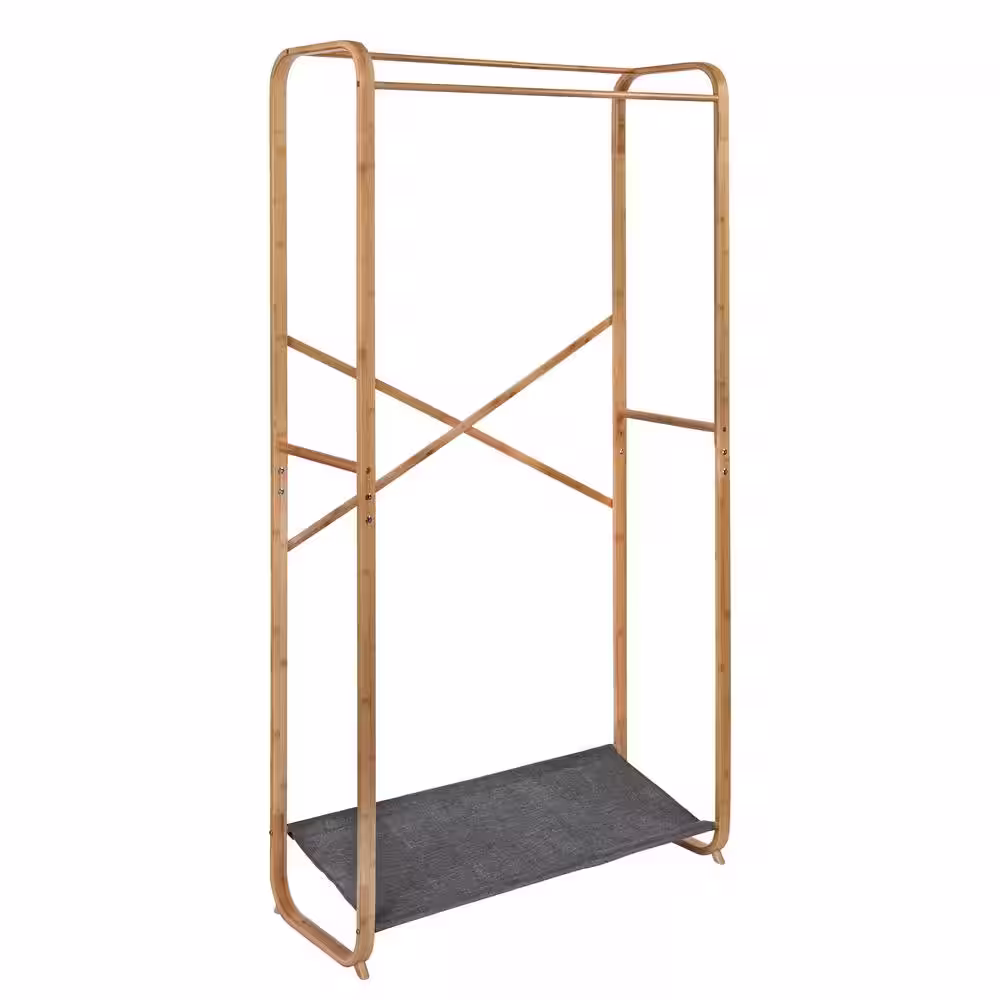 Honey-Can-Do Gray Bamboo Clothes Rack 36 in. W x 65.94 in. H