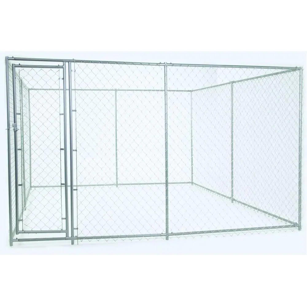 Lucky Dog 6 ft. H x 5 ft. W x 15 ft. L or 6 ft. H x 10 ft. W x 10 ft. L - 2 in 1 Galvanized Chain Link Dog Kennel PC Frame Box Kit