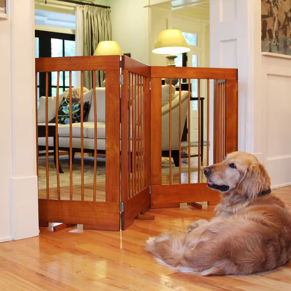 Cardinal Gates 4-Panel Freestanding Pet Gate in Oak