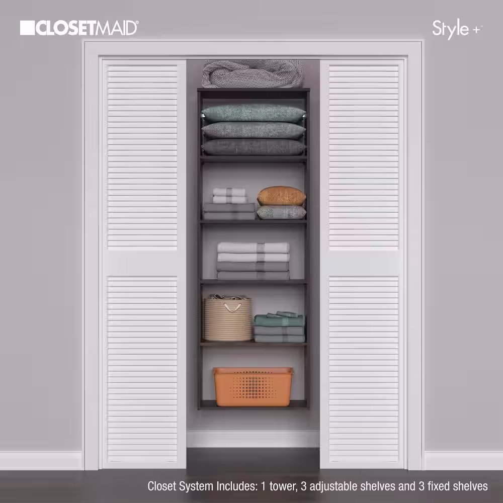 ClosetMaid Style+ 25 in. W Modern Walnut Hanging Wood Closet Tower