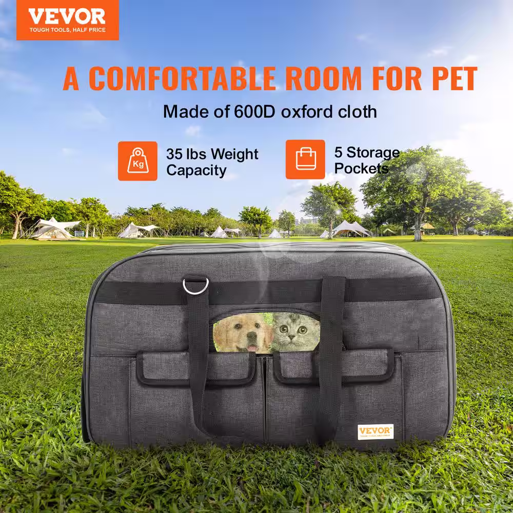 VEVOR Cat Carrier with Wheels, Rolling Pet Carrier with Telescopic Handle and Shoulder Strap Dog Carrier Pets