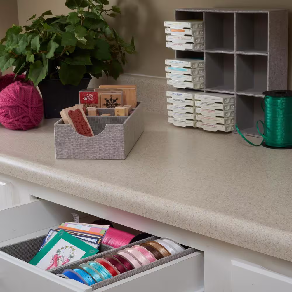 HOUSEHOLD ESSENTIALS 12 in. W x 3 in. H Square 9 Section Hardsided Tray in Silver