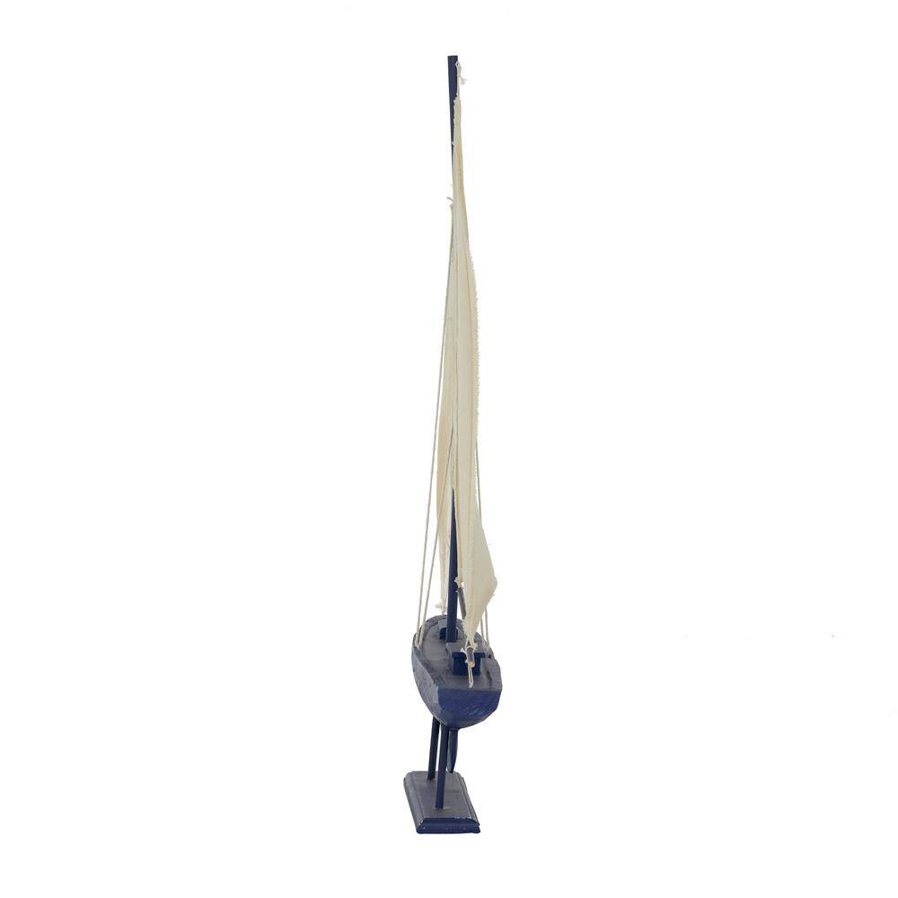 Litton Lane Dark Blue Wood Sail Boat Sculpture with Lifelike Rigging