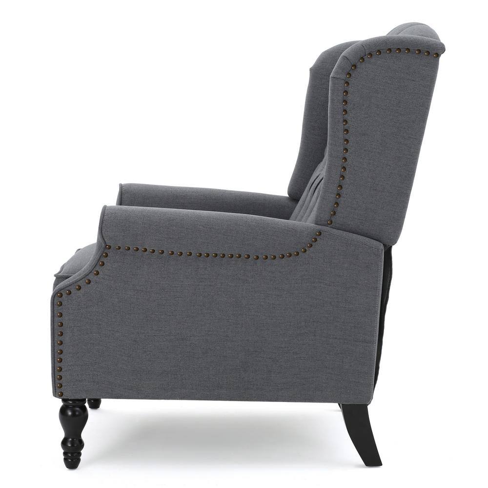 Noble House Walter Brown, Charcoal and Dark Brown Wingback Tufted Recliner (Set of 2)