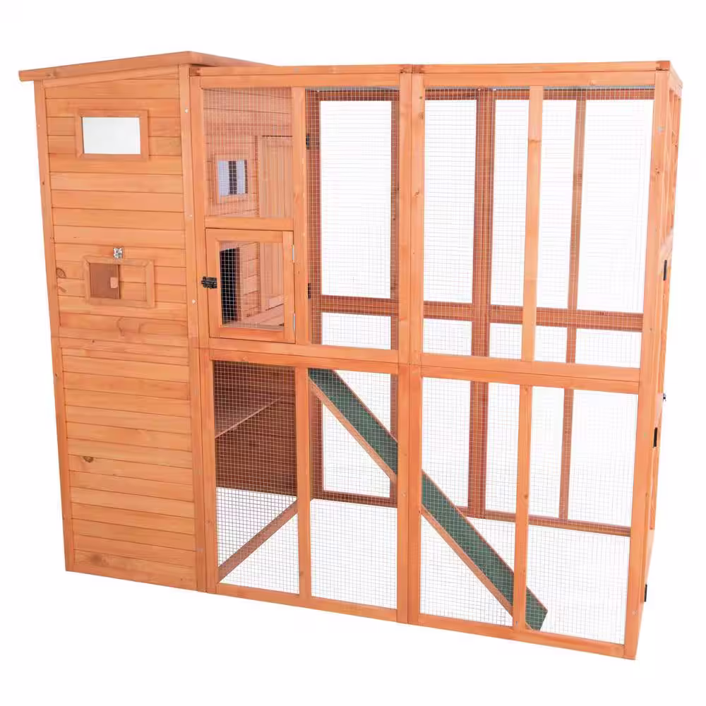 TRIXIE 76.75 in. L x 37.25 in. W x 68.75 in. H Wooden Outdoor Cat Run
