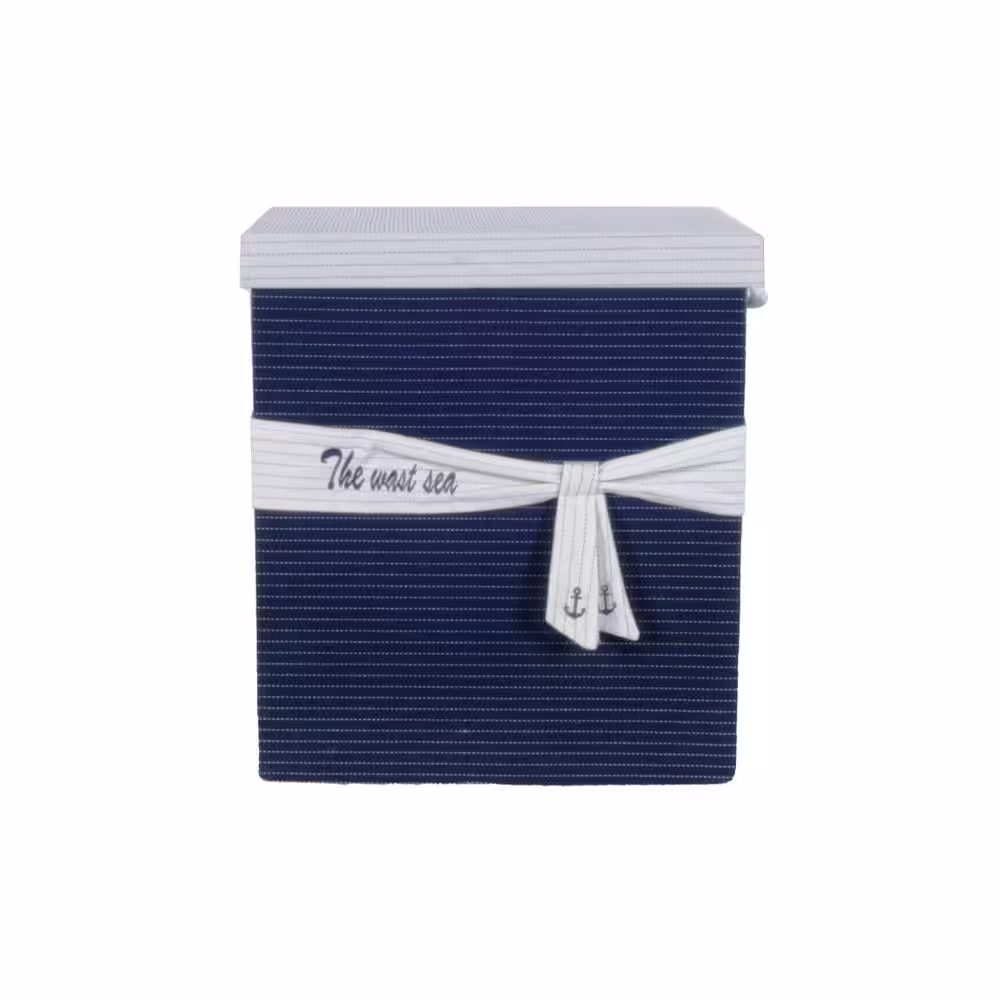 HomeRoots Dahlia Abstract Blue Fabric Basket with Bow Decoration (Set of 5)