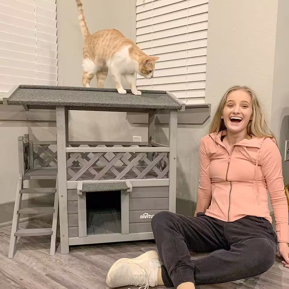 None Outdoor and Indoor Cat House (Inner Space 5.2 sq.ft)