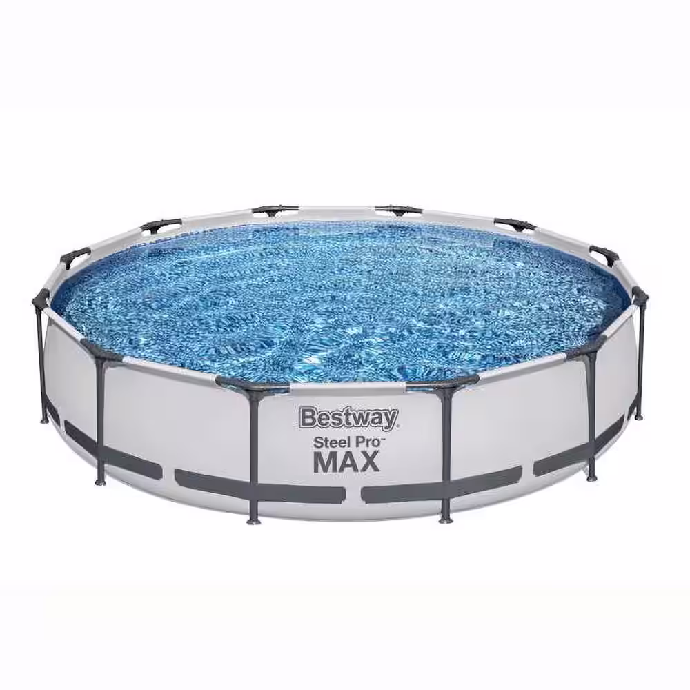 Bestway Steel Pro Max 12 ft. x 30 in. Frame Round Above Ground Swimming Pool w/Pump