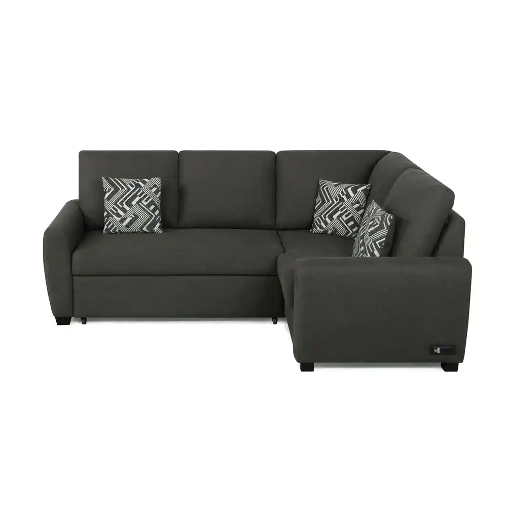 Lifestyle Solutions Serta 2-Piece Charcoal Fabric Bali Multifunctional Sectional Sofa with USB and Power