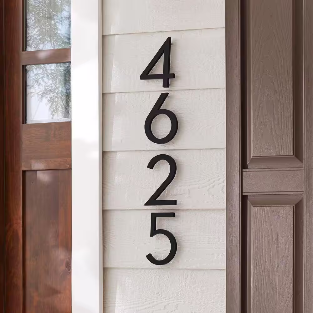 Everbilt 6 in. Matte Black Aluminum Floating or Flat Modern House Number 6