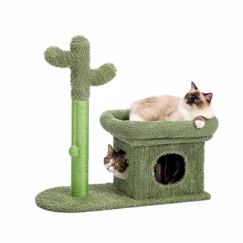 Foobrues Cute Green Pet Cat Scratching Posts and Trees Cat House